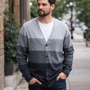 American Eagle Y2K Oversized Long Wool Colorblock Button Front Cardigan